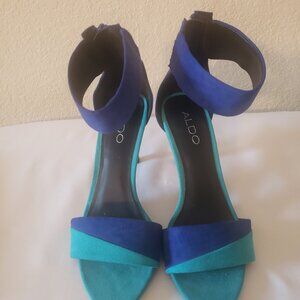 Teal Suede Ankle Strap Heels
